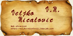 Veljko Mićalović vizit kartica